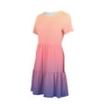 thumbnail image 5 of Sakmal Crew Neck Womens Summer Dresses Long Pink Short Sleeve Loose Fit Tiered Gradient with Pocket Sundress, 5 of 6