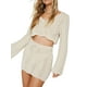 thumbnail image 2 of Sunloudy Conjunto de Falda de Punto para Mujer, Tops de Cordones con Cuello en V de Manga Larga con Falda de Cintura Elástica Traje de Verano y Otoño Sunloudy S M L XL, 2 of 6