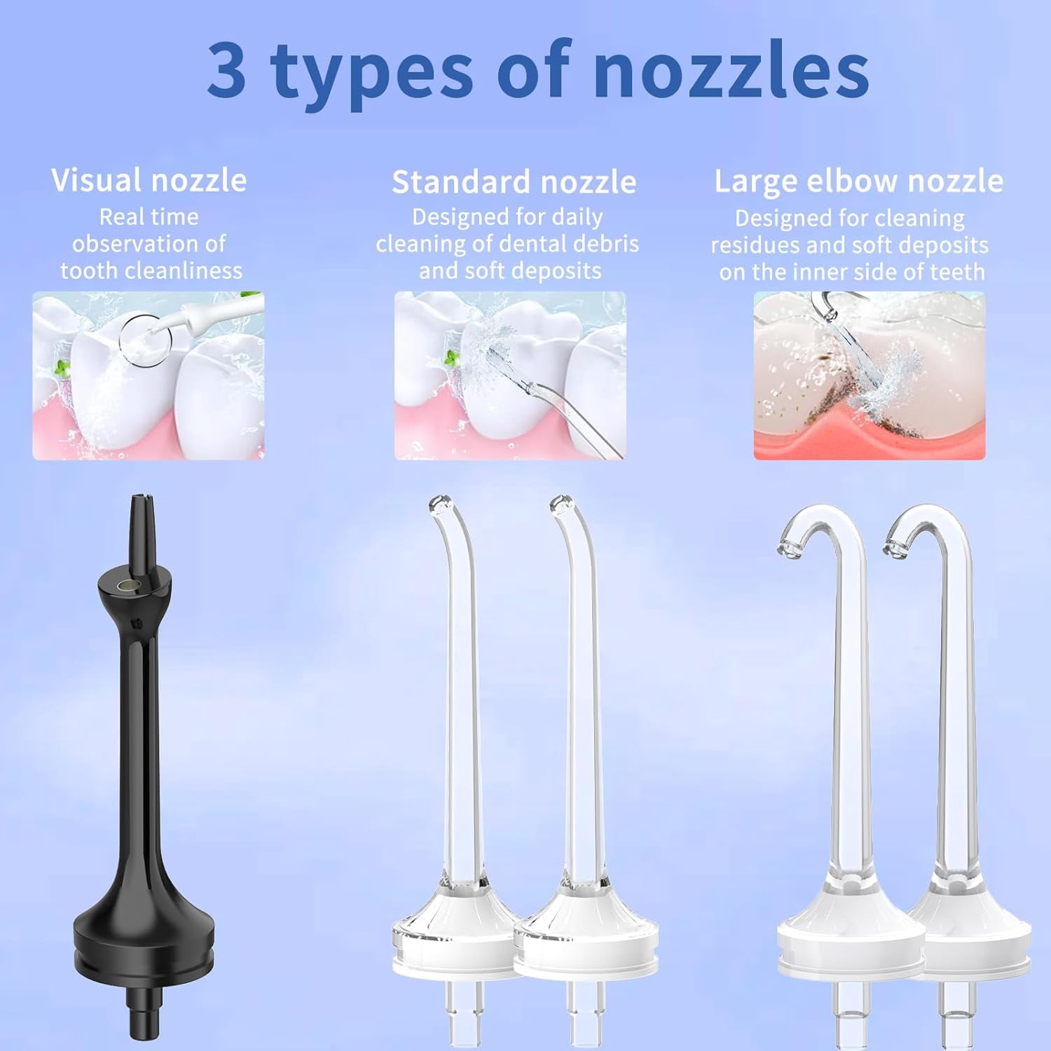Water Flosser with Camera for Teeth, Visual Water Dental Flosser with 12-Gear, Rechargeable Water Flosser with 3-Nozzle and IPX7 Waterproof for Android and iOS(White)