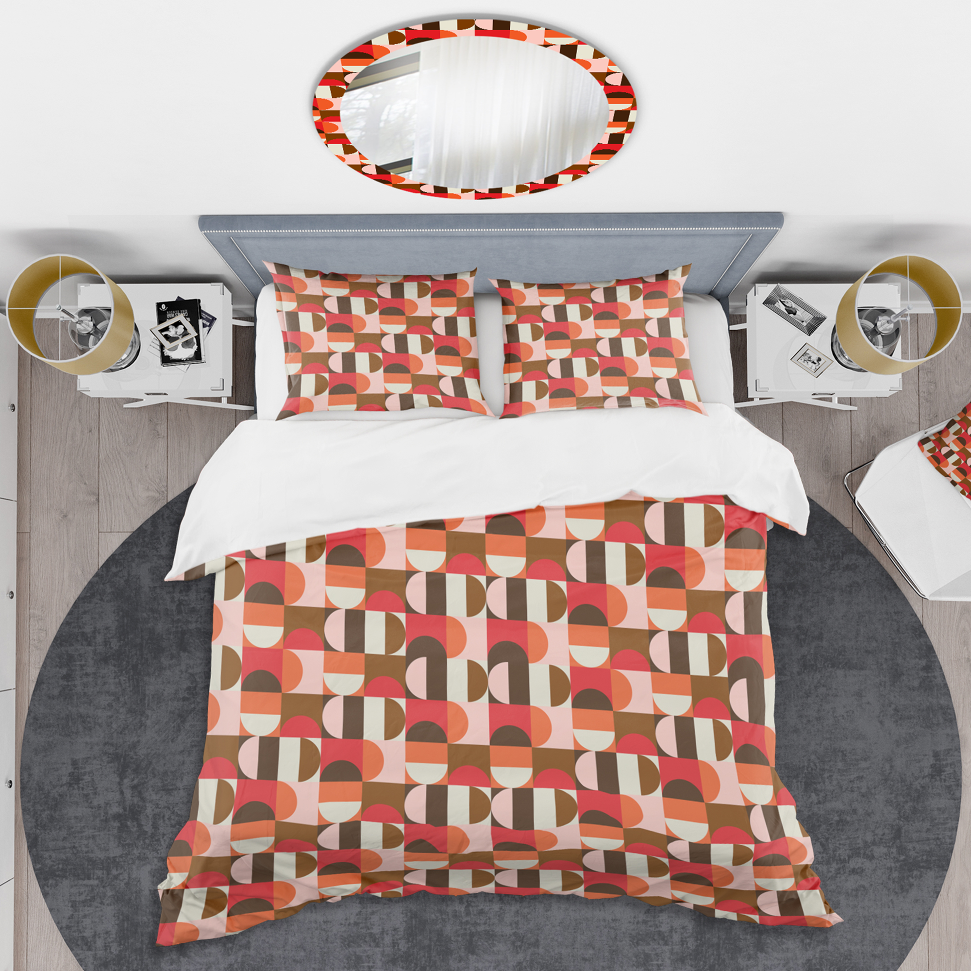 Designart 'Retro Geometric Design II' Mid-Century Modern Duvet Cover Set