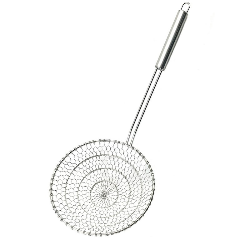 Hiware Extra Large Spider Strainer Skimmer Spoon for Frying and Cooking -  Set of 3 Stainless Steel Wire Pasta Strainer with Long Handle, Professional