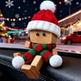 thumbnail image 2 of 2 PCS Funny Christmas Wooden Man Figurine with Swaying Feet, Figurine in Santa Hat & Scarf for Car Dashboard, Includes 12 Magne-tic Expressions, Cute Holiday Ornament, 2 of 8