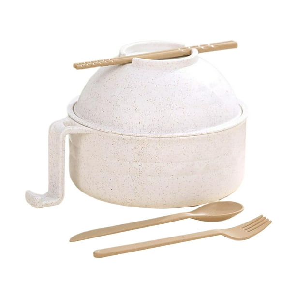 Tazón de fideos instantáneos Cateissary Beige PP artículos para dormitorio universitario accesorios de cocina