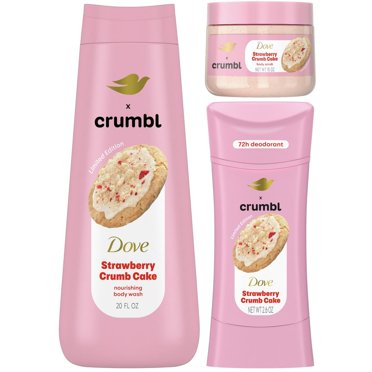 Dove x Crumbl Strawberry Cookie Body Wash, Scrub, & Deodorant Set
