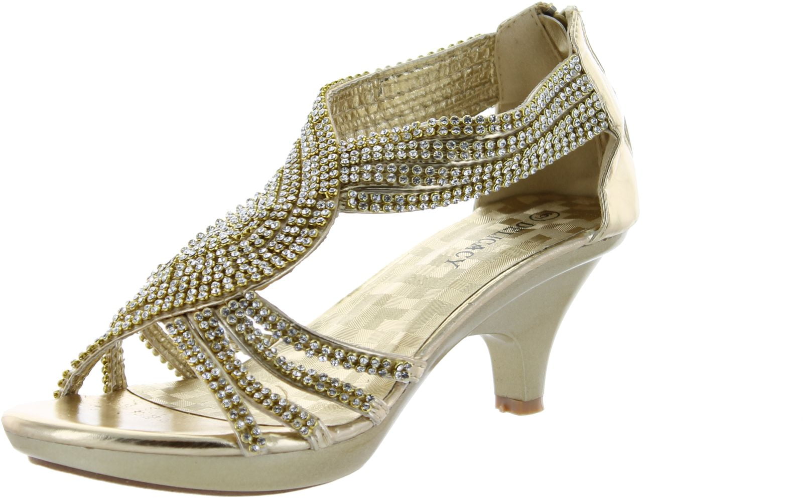 gold dress sandals low heel