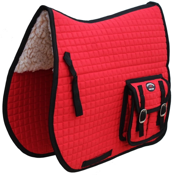 Horse Quilted Western English All-Purpose Trail Ride SADDLE PAD Pockets Red 7277