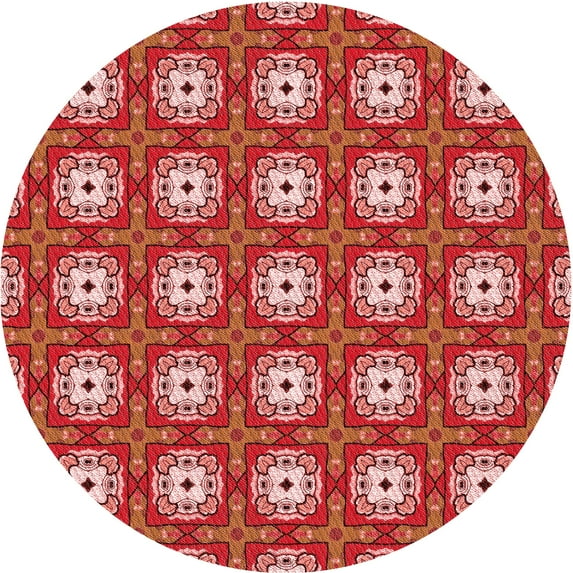 Ahgly Company Indoor Round Patterned Basket Ball Orange Area Rugs, 8' Round