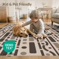 thumbnail image 4 of ODIKA 4'x6' Beige Brown Geometric Bark Pattern Washable Area Rug Intricate Motif with Modern Flair for Dorm Room, Small Living Stain Resistant Low Profile, Easy Care, 4 of 7