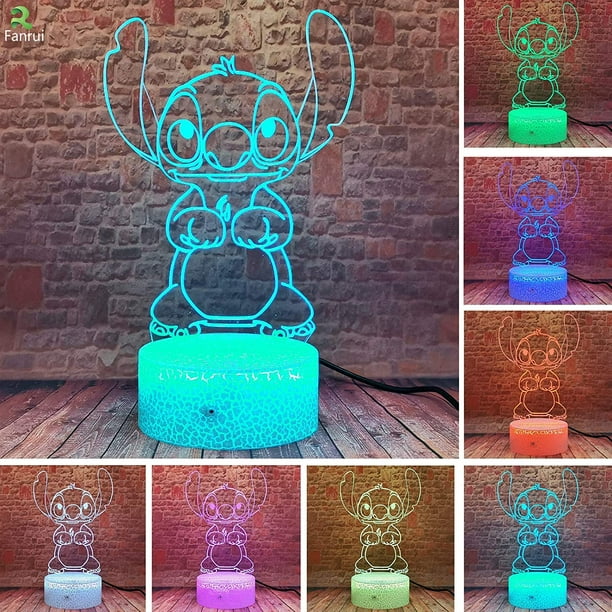 Lilo et Stitch Table Abat-Jour Lampe Jouer Guitare avec Crump Dessin Animé  Nounours Figure 3D Optique LED 16 Couleur Décor Veilleuse pour Fille  Enfants Chambre Sommeil Table Chaude Mood Light 