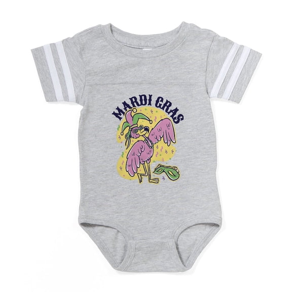 CafePress - Mardi Gras Flamingo - Cute Infant Baby Football Bodysuit