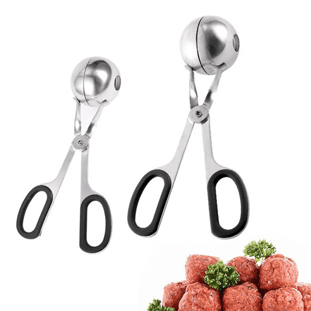 2 PCS None-Stick Meatball Maker with Detachable Anti-Slip Handles, Stainless Steel Meat Baller Tongs