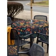 thumbnail image 4 of Boho Flowers Outdoor Tablecloth - 60x60 Inch Square Dining Table Cover, Spring Abstract Watercolor Floral Leaf Waterproof Outdoor Table Cloth with Umbrella Hole & Zipper for Picnic/Patio/Party, 4 of 7