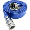 x 100' Flat Industrial Blue PVC Backwash Hose with Aluminum Camlock