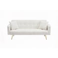 thumbnail image 4 of Beige Teddy Fleece 71.7 - inch Sofa Bed Accompanied by 2 Throw Pillows & Solid Wood + Artificial Board Frame, 4 of 9