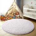 thumbnail image 4 of SARAG Super Fluffy Circle Rugs,4x4ft Circle Rug for Living Room Fuzzy Plush Rug for Nursery Room,Cream White, 4 of 8