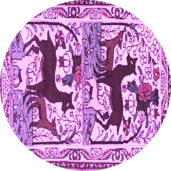 Ahgly Company Indoor Round Persian Purple Traditional Area Rugs, 4' Round