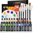 thumbnail image 1 of Juego de 24 Colores Pintura Acrilica, con 6 Pinceles para Pintura Acrilica y 1 Paleta y 2 Lienzo, Kit de Pintura Acrílica Profesionales, 12ml, Impermeable, para Lienzo, Roca, Cerámica, Vidrio, 1 of 3