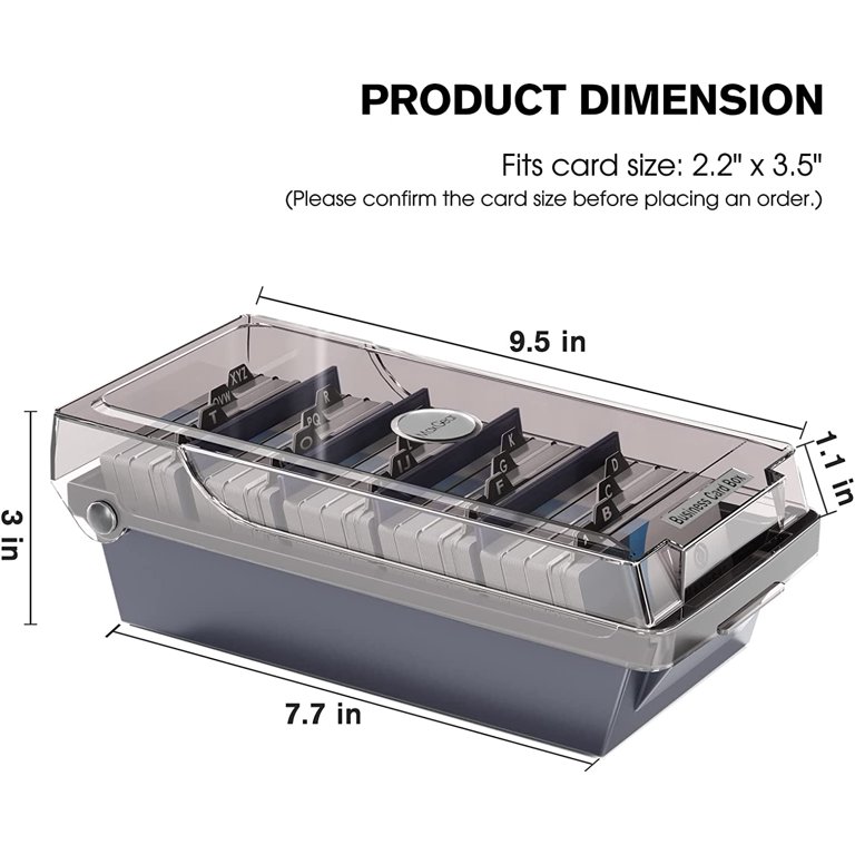 Haokaini Business Card Holder Desktop Card Storage Box Organizer with  Dividers AZ Tabs Hold up to 500 Cards Name Card Holder Coupon Holder  24x12x7.5cm