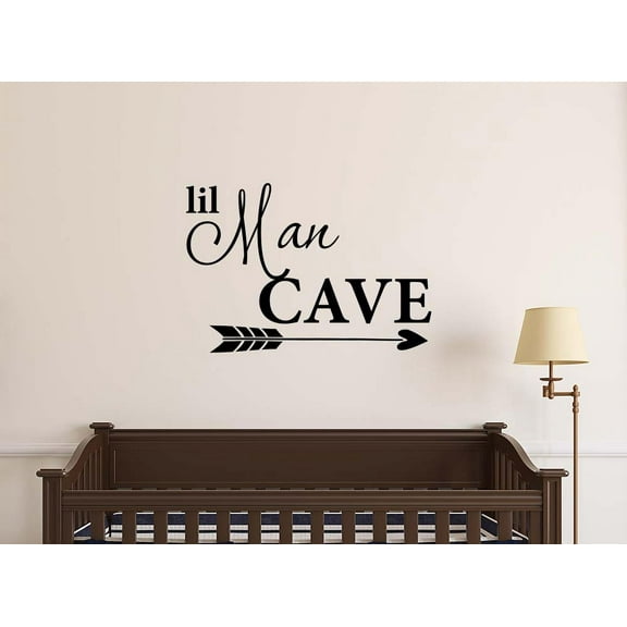Lil Man Cave 23 X 16 Vinyl Wall Quote Decal Nursery Baby Calligraphy Sticker Art Decor Motivational Inspirational Sticker Decorative Lettering Love Arrow Hearts