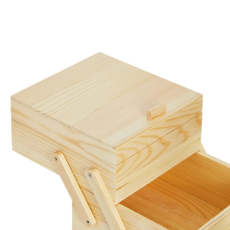 Wooden box for spools of sewing thread