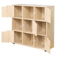 thumbnail image 5 of Basicwise 9 Cube Storage Organizer with 5 Doors and 4 Shelves - Bookshelf with Magnetic Closure, Wood Bookcase, 35"W x 11.5"D x 36"H, Oak - Living Room Furniture, Wooden Organizer for Home Office, 5 of 6