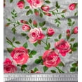 thumbnail image 1 of Soimoi Cotton Duck Fabric Leaves & Rose Flower Print Fabric by the Yard 56 Inch Wide, 1 of 1