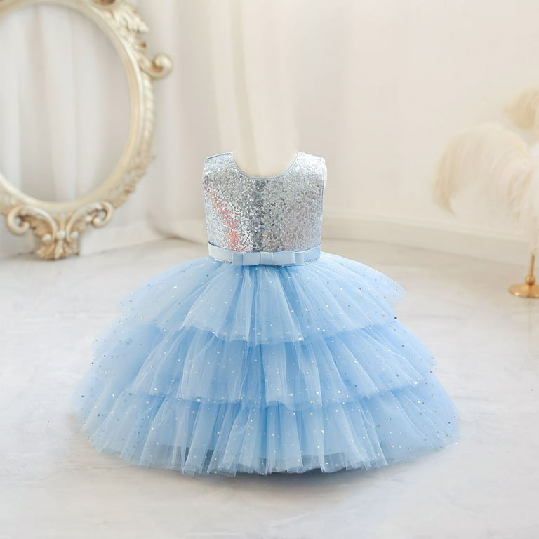 Hicidod Fancy Dresses for Girls Lace Bridesmaid Dress Kids Princess Wedding Prom Pageant Birthday Party Tutu Tulle Dresses, Kids Unisex, Size: 3-6