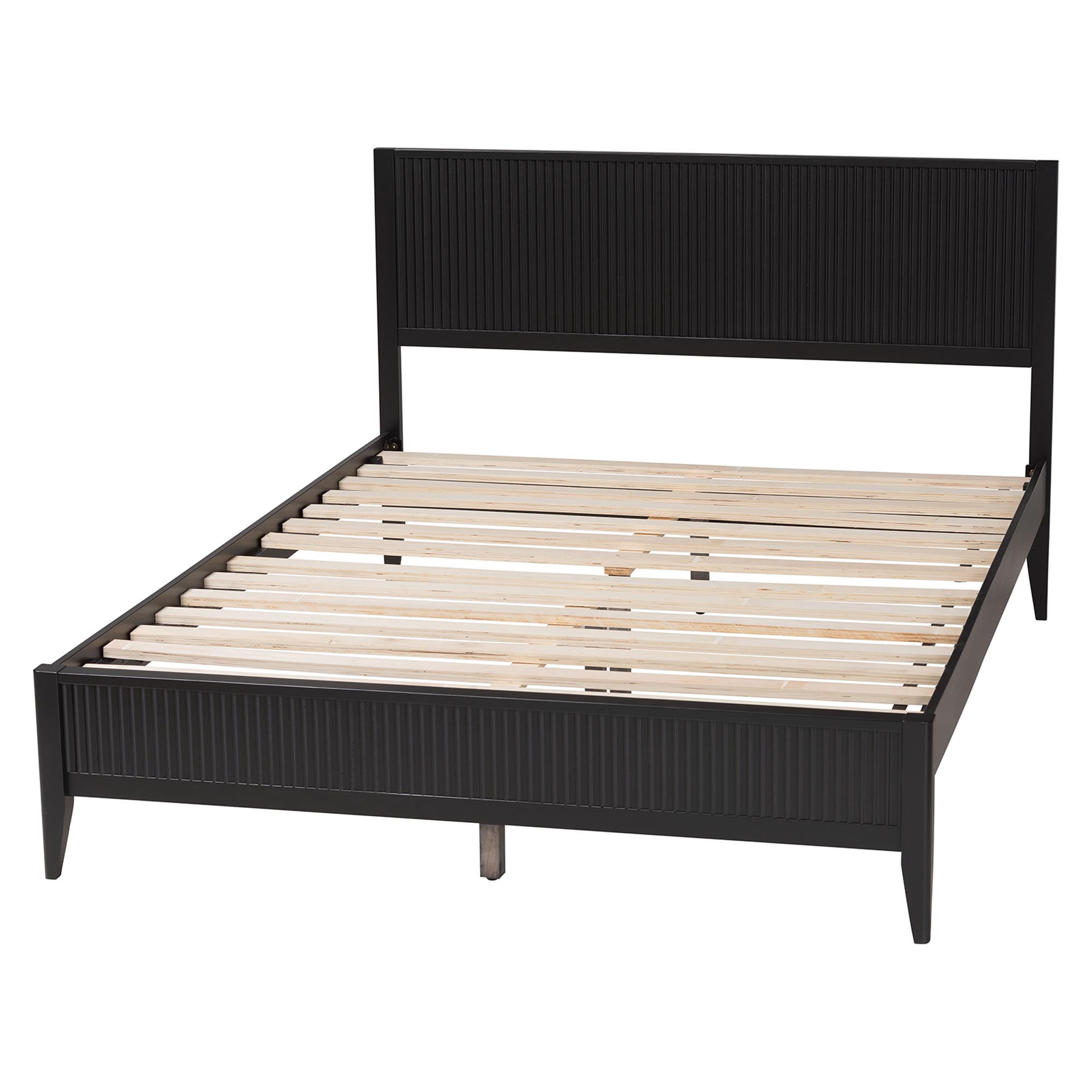 Baxton Studio Primrose Mid-Century Platform Bed, Queen, Black