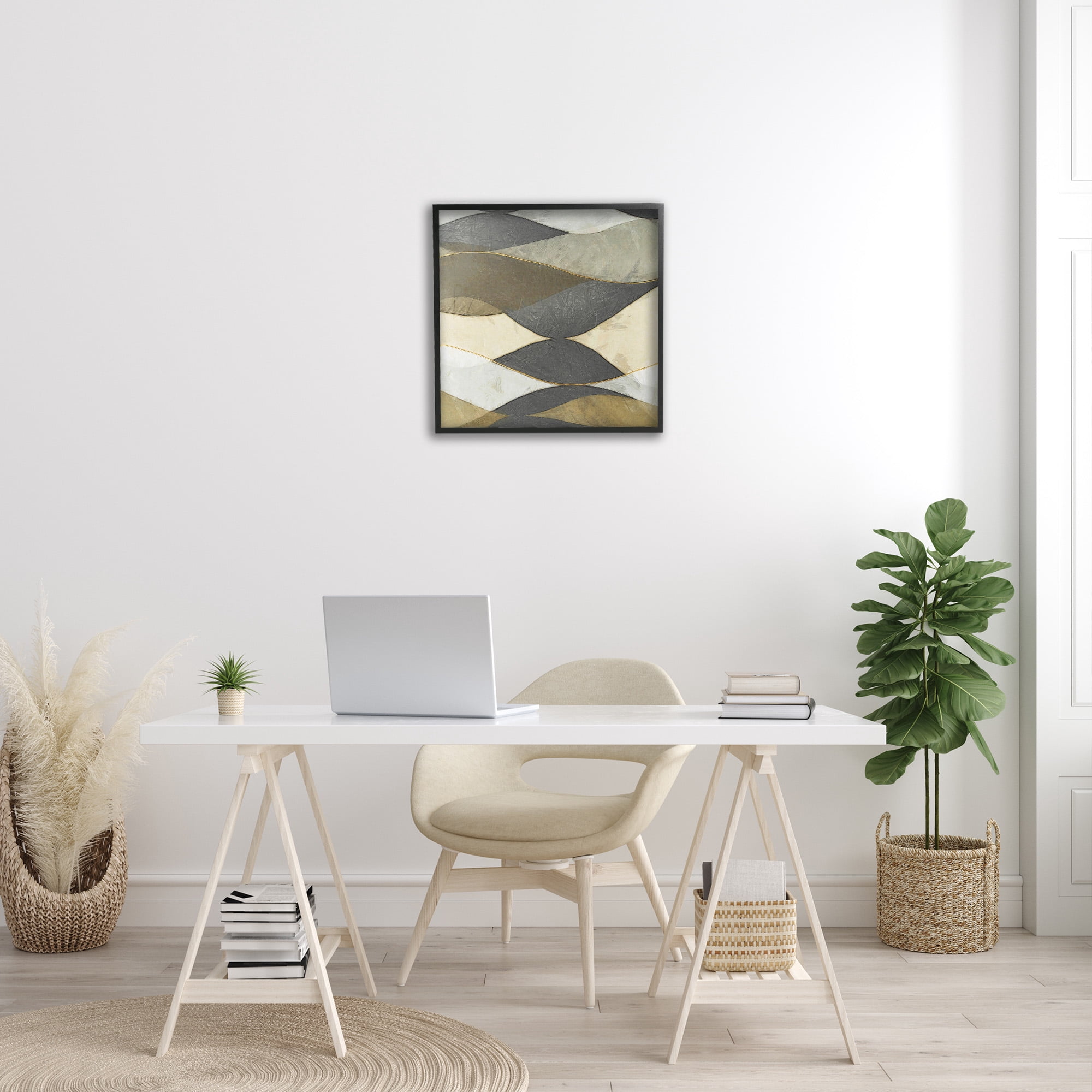 Stupell Industries Geometric Desert Landscape Abstract Painting Black Framed Art Print Wall Art, 24 x 24