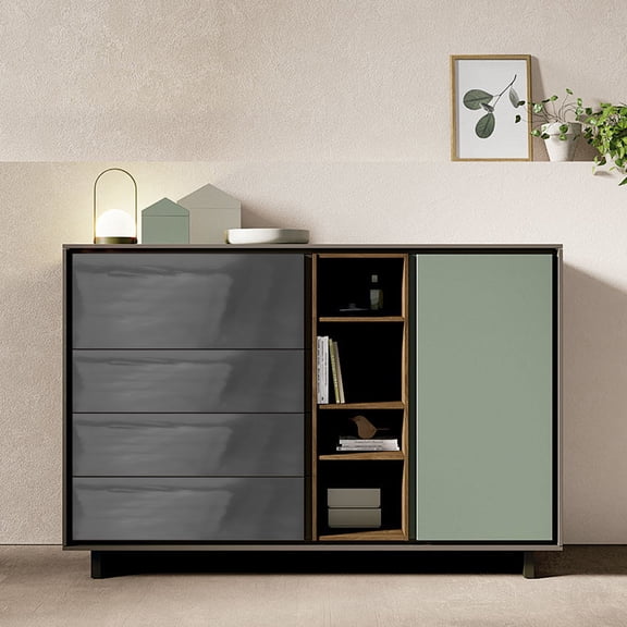 KALLORY Permanent Grey Cabinet Stickers Peel and Stick Waterproof Vinyl Wrap for Furniture