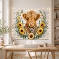 thumbnail image 5 of Highland Cow with Sunflowers on Rustic Wooden Planks, Nostalgic Farmhouse for Animal Lovers, Botanical Wall Decor, Housewarming Gift, Tapestry Wall Hanging for Bedroom and Living Room, 5 of 7