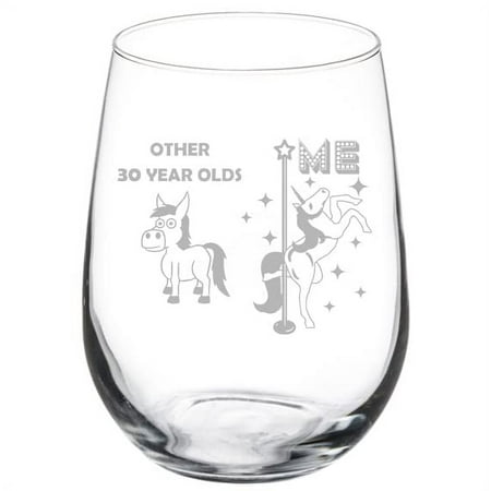 

Wine Glass Goblet 30 Year Old Superstar Unicorn Funny 30th Birthday (17 oz Stemless)