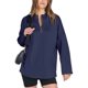 thumbnail image 1 of Sudadera con Capucha Oversize para Mujer, con Cremallera de un Cuarto, Estilo Túnica, Ideal para Otoño e Invierno Ropa y Elegante Azul Marino L, 1 of 10