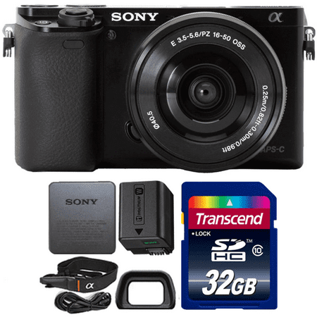 Sony Alpha A6000 Mirrorless Digital Camera Black with 16-50mm Lens and 32GB Memory