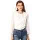 thumbnail image 1 of Blusa de Gasa Transparente con Lunares Allegra K Cuello con Volantes Botón Frontal Blanco S, 1 of 6