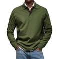 thumbnail image 2 of Oalirro Long Sleeve Tee Shirts for Men Deals Clearance Men's Printing Turn-Down Collar Pullover Tops Casual Slim Fit Basic Long Sleeve T-Shirt, 2 of 5