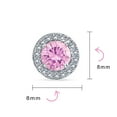 thumbnail image 4 of Bling Jewelry Womens Round Solitaire Halo Pink CZ Stud Earrings.925 Sterling Silver 8MM, 4 of 6