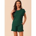 thumbnail image 2 of DARING DIVA Women's Lounge Pajamas Short Sleeve Tops with Shorts Pockets M Green, 2 of 6