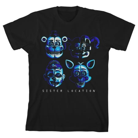 Five Nights at Freddy s Sister Location Shadow Faces Boy s Black T-shirt-Large