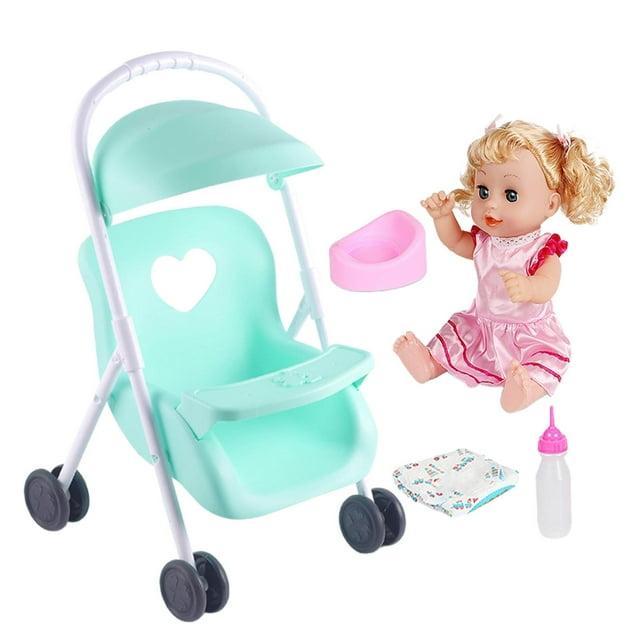 primera muñeca cochecito de bebé muñeca de cuerpo suave incluye juego Verde Zulema muñeca niña con cochecito