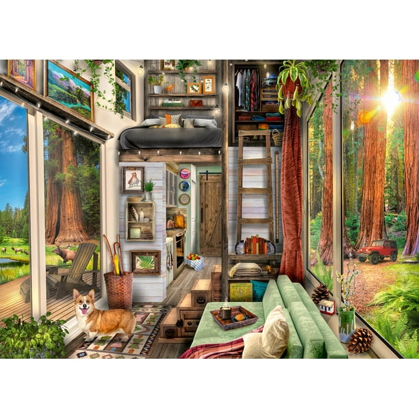 Rompecabezas Ravensburger Redwood Forest Tiny House 1000 piezas