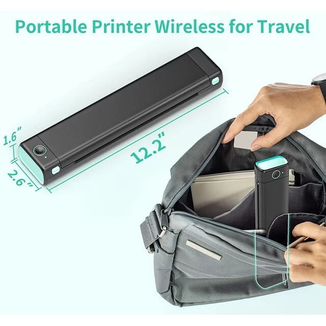 "Koramzi Portable Wireless Handheld Mini Printer with 8.5"" x 11"" Letter Thermal Papers, Black"