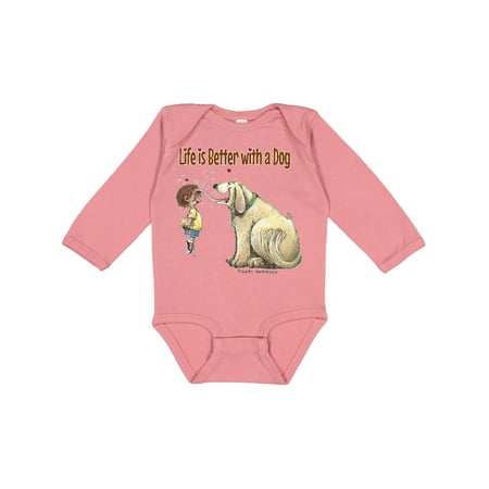 

Inktastic Life is Better with a Dog Gift Baby Boy or Baby Girl Long Sleeve Bodysuit