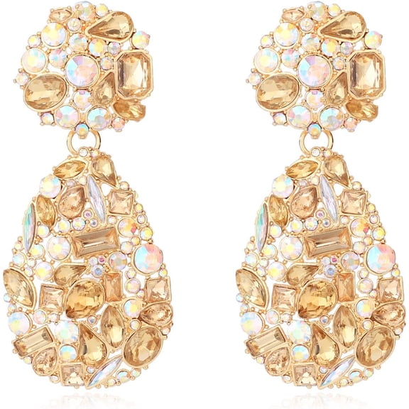 Sparkly Rhinestone Chandelier Waterdrop Dangle Earrings For Women - Elegant Crystal Teardrop Statement Jewelry[Z1]