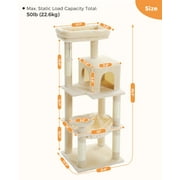 PAWZ Road Cat Tree 56 Sisal Scratching Posts Tower with Large Perch Hammock for All Indoor Cats,Upgrade Beige