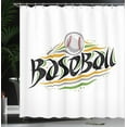 thumbnail image 3 of Ambesonne Baseball Shower Curtain, Lettering Sports Cartoon, 69"Wx75"L, Apricot Fern Green Grey, 3 of 4