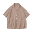 thumbnail image 5 of Button Down Shirt for Men Casual Relaxed Fit Soft Shirts Comfortable Solid Color Summer Beach Tops Khaki Size M, 5 of 7
