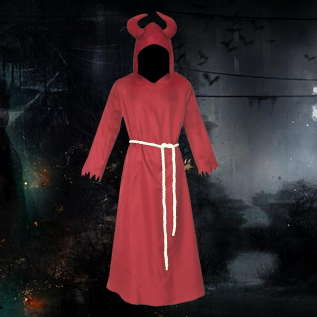 Cape Robe avec Capuche Diable Halloween Cosplay Costume pour Carnaval Mascarade