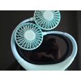 thumbnail image 1 of Ventilador de cuello azul, ventilador portátil, mini ventilador USB, ventilador de cuello portátil recargable, enfriador de aire de doble cabezal de viento de 3 velocidades para acampar al aire libre, sala de oficina JM, 1 of 5