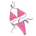thumbnail image 2 of 1 Set Backless Swimsuit Padded Drawstring Pure Color Bikini Set for Beach, 2 of 7
